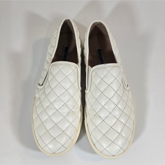 L Steve Madden Women's Ecentrcq White Quilted Slip On Sneakers Size 10 Flaw - Picture 4 of 9